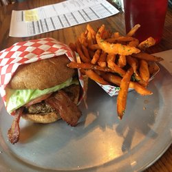 Burger Me! - Turkey Burger with Avocado & Bacon and a side of regular Sweet Potato Fries