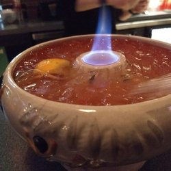 Mikey's Pub - The Flaming Volcano drink. Basically fruit punch with lots of booze
