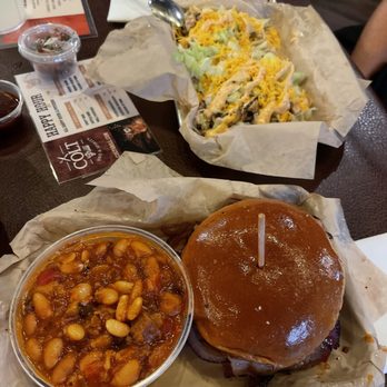 COLT Grill, BBQ & Spirits - Brisket sandwich and two chicken tacos. - Bars Near Me - Prescott Valley, Arizona COLT Grill, BBQ & Spirits - Brisket sandwich and two chicken tacos. - Bars Near Me - Prescott Valley, Arizona