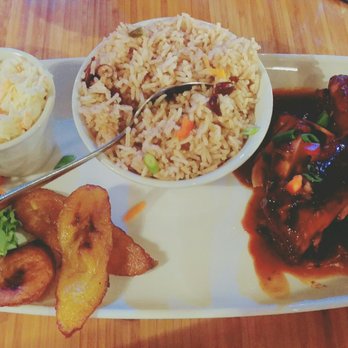 Ma Petite Jamaica - 1/4 grilled jerk chicken, with rice and peas, plantains and coleslaw. - Caribbean Near Me - London, XGL