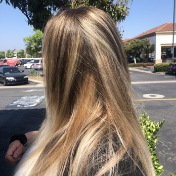 Vanilla Salon - Super brassy multi colored hair after the first session in daylight (not cool toned or full blonde at all) - Hair Salons Near Me - Costa Mesa, California Vanilla Salon - Super brassy multi colored hair after the first session in daylight (not cool toned or full blonde at all) - Hair Salons Near Me - Costa Mesa, California