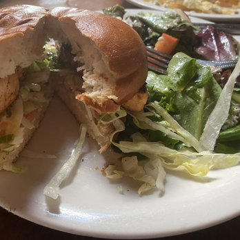 The Brewhouse - Salmon burger & side salad - American Near Me - Santa Barbara, California