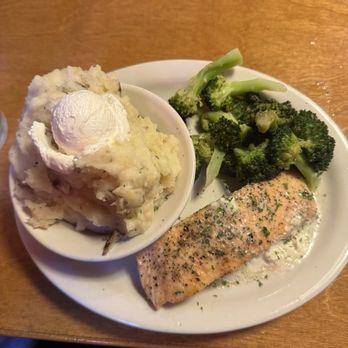 Texas Roadhouse - The grilled salmon with mashed potatoes and broccoli - Steakhouses Near Me - Missoula, Montana