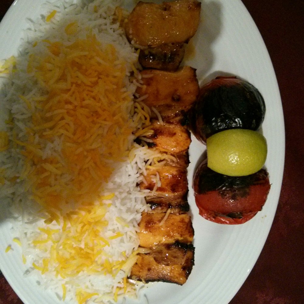 Reza's Restaurant - Kebab bakhteriani - alternate strips of lamb and chicken - nom nom - Persian/Iranian Near Me - Newcastle Upon Tyne, XTW Reza's Restaurant - Kebab bakhteriani - alternate strips of lamb and chicken - nom nom - Persian/Iranian Near Me - Newcastle Upon Tyne, XTW