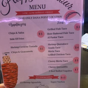 La Barra by Lupes - Happy Hour Menu - Mexican Near Me - Dana Point, California