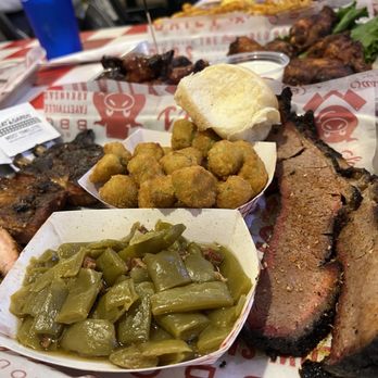 Sassy's Red House - 2 meat with brisket and ribs. - Barbeque Near Me - Fayetteville, Arkansas