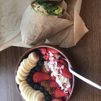 Lolo Kai - Caesar wrap on top and the big island acai bowl on the bottom. Both really good - highly recommend! - New American Near Me - Galveston, Texas