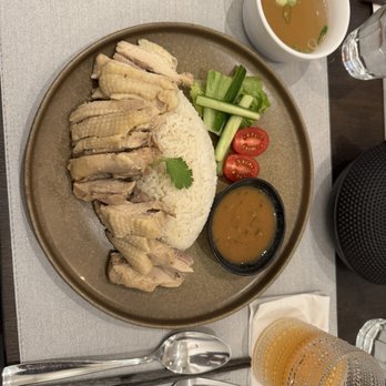 Rin-Tei - Chicken rice - chicken dish before made into chicken rice - clean food, just the way it should be. Ginger sauce is a nice touch. - Asian Fusion Near Me - San Mateo, California
