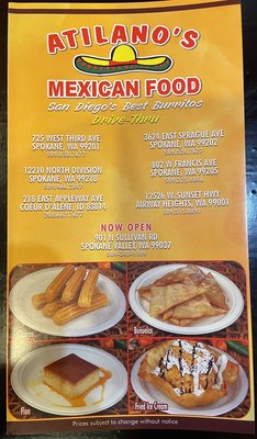 Menu photo 4 Atilano's Mexican Food Spokane Valley, WA