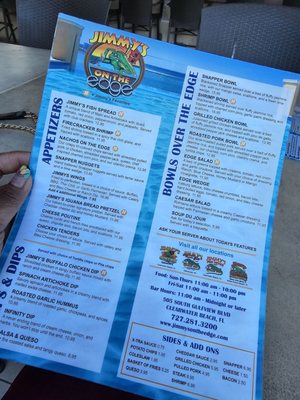 Menu photo 2 Jimmy's On The Edge Clearwater, FL Menu photo 2 Jimmy's On The Edge Clearwater, FL