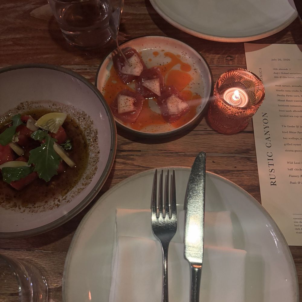 Rustic Canyon - Watermelon cucumber, bluefin tuna crudo - Wine Bars Near Me - Santa Monica, California Rustic Canyon - Watermelon cucumber, bluefin tuna crudo - Wine Bars Near Me - Santa Monica, California
