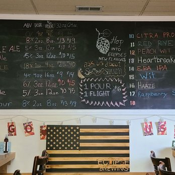 Eclipse Brewing - A large chalkboard menu lists beer options, prices, and ABV percentages at Eclipse Brewing, a microbrewery with indoor seating. - Breweries Near Me - Merchantville, New Jersey