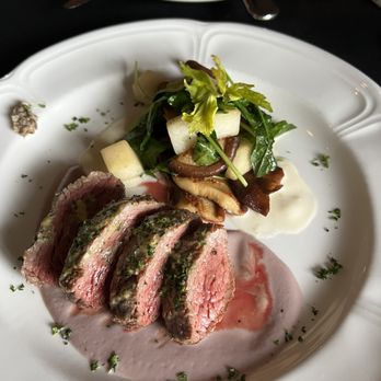 Antebellum - Beef tenderloin with mustard and herb crust. Mushrooms, horseradish, etc - New American Near Me - Flowery Branch, Georgia Antebellum - Beef tenderloin with mustard and herb crust. Mushrooms, horseradish, etc - New American Near Me - Flowery Branch, Georgia