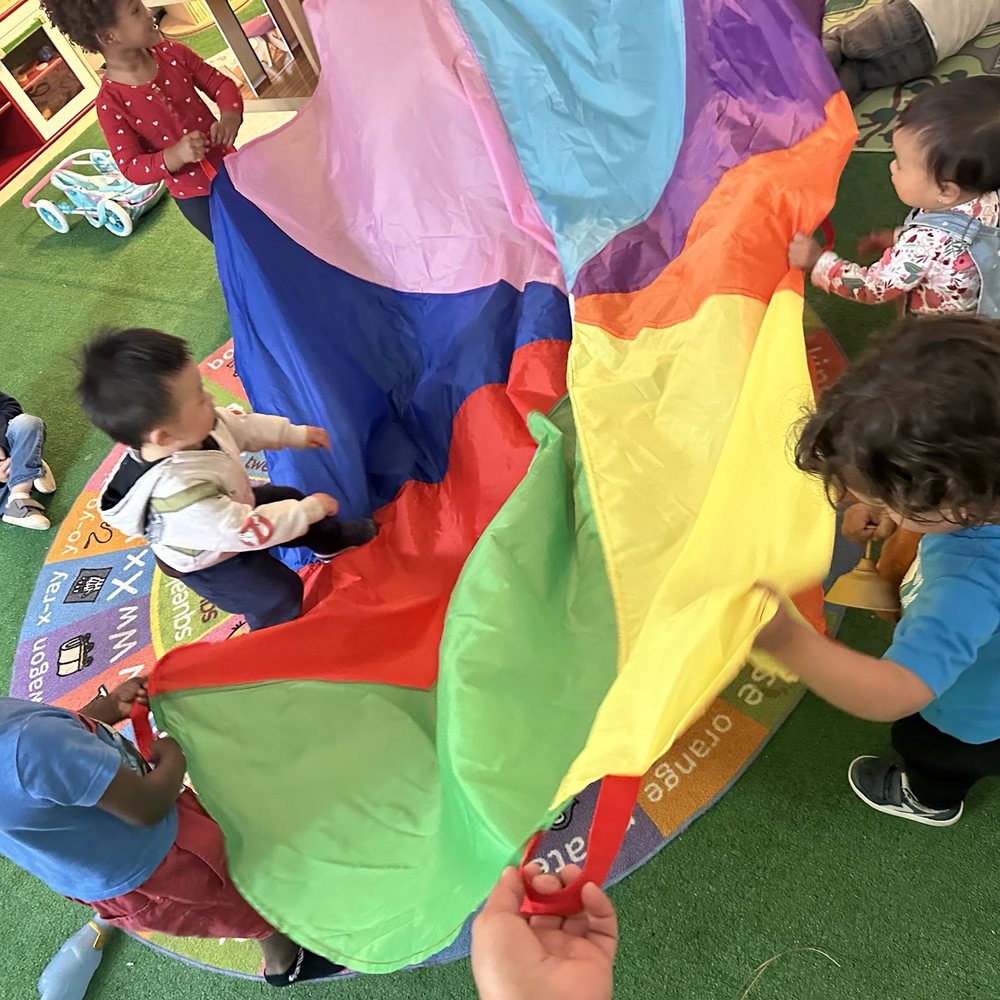 Sensory play with colorful fabric Sensory play with colorful fabric