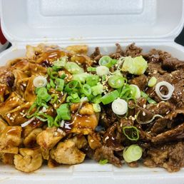 Half/half beef chicken teriyaki large. Small french fries. Half/half beef chicken teriyaki large. Small french fries.