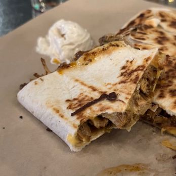 Sanitas Brewing Company - BBQ Chicken quesadilla close-up - Breweries Near Me - Boulder, Colorado