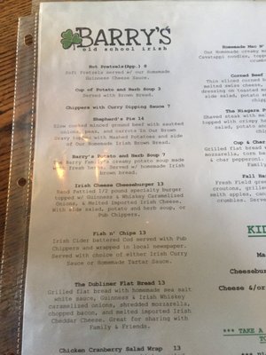 Menu photo 4 Barry's Old School Irish Fairport, NY