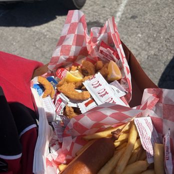 Stagnaro Brothers - Crispy clam strips w/fries and Corndog w/ fries - Seafood Near Me - Santa Cruz, California Stagnaro Brothers - Crispy clam strips w/fries and Corndog w/ fries - Seafood Near Me - Santa Cruz, California