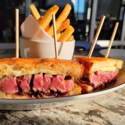 Nick's On 2nd - A sunkissed Original Ribeye Melt! Golden french fries are nice and crispy