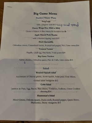 Menu photo 5 Big Game Atlanta, GA