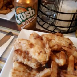 Little Dairy King - Pan fried cod tongues and fries with a birch beer - eat like a local! Highly recommended.
