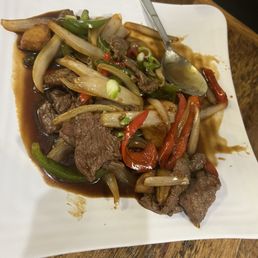 Beef dish with peppers and onions Beef dish with peppers and onions
