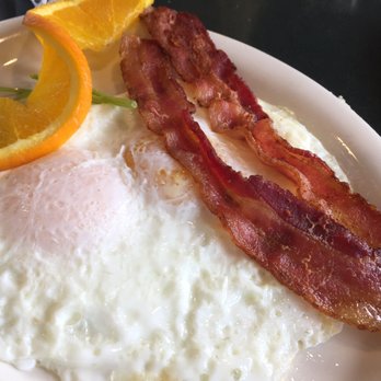 Flappy Jack's Pancake House - 2 over east eggs, 2 strips of bacon. As good as it gets! - Pancakes Near Me - Orange, California