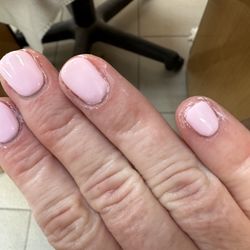 Noble West Nails - My nails just after she finished my gel manicure. She said I can peel the excess polish off. 8/6/23.