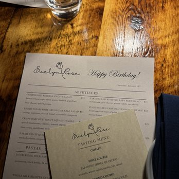 Evelyn Rose - Birthday menu - American Near Me - Vienna, Virginia