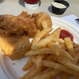 Fish and chips. Delicious. Fish and chips. Delicious.