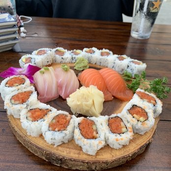 @Sushi - Spicy Tuna and Salmon Cut rolls Yellowtail and Salmon Sushi - Sushi Bars Near Me - Long Beach, California @Sushi - Spicy Tuna and Salmon Cut rolls Yellowtail and Salmon Sushi - Sushi Bars Near Me - Long Beach, California