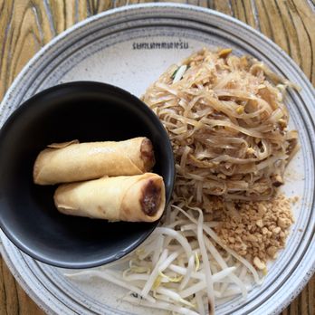 Bangkok Avenue - Tofu Pad Thai with egg rolls - Thai Near Me - Little Neck, New York Bangkok Avenue - Tofu Pad Thai with egg rolls - Thai Near Me - Little Neck, New York