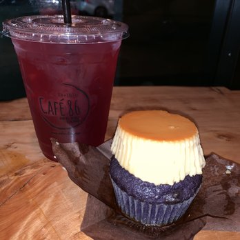 Cafe 86 - Check in cooler + ube flan cupcake - Desserts Near Me - Artesia, California Cafe 86 - Check in cooler + ube flan cupcake - Desserts Near Me - Artesia, California