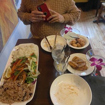 La'Mode BK - Stew fish with jasmine rice and rice and peas festivals and plantain - Asian Fusion Near Me - Brooklyn, New York