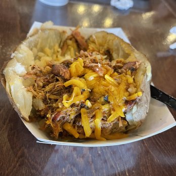 Hays Co. Bar-B-Que and Catering - Pulled pork baked potato - Barbeque Near Me - Kyle, Texas Hays Co. Bar-B-Que and Catering - Pulled pork baked potato - Barbeque Near Me - Kyle, Texas