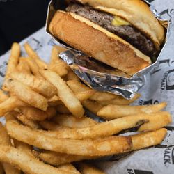 French Fries and Cheeseburger