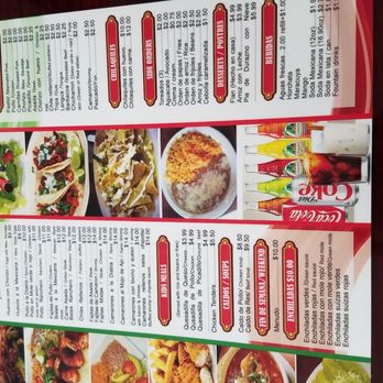 2 Spicy Burritos - 1 side of the 2 sided menu - Tex-Mex Near Me - Lawrenceville, Georgia