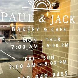 Exterior outside entrance of Paul & Jack Bakery & Cafe - Wake Forest, North Carolina Exterior outside entrance of Paul & Jack Bakery & Cafe - Wake Forest, North Carolina