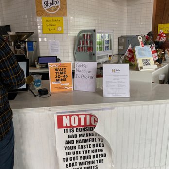 Skalka - Signage telling you to order via computer - Breakfast & Brunch Near Me - Seattle, Washington