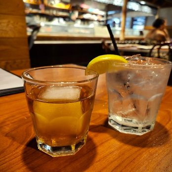Sansei Seafood Restaurant & Sushi Bar - Macallan 12 on the rocks (L), Bombay Sapphire gin & tonic (R) - Sushi Bars Near Me - Honolulu, Hawaii Sansei Seafood Restaurant & Sushi Bar - Macallan 12 on the rocks (L), Bombay Sapphire gin & tonic (R) - Sushi Bars Near Me - Honolulu, Hawaii
