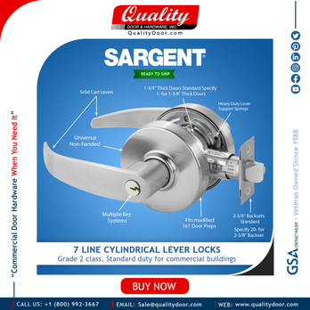 Quality Door & Hardware - Sargent 7-Line Cylindrical Lever Locks Grade 2 Class are designed for standard-duty commercial doors - Hardware Stores Near Me - West Babylon, New York