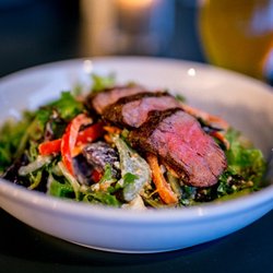 Big Slide Brewery & Public House - THE LORD OF THE SALADS Steak, Greens, Purple Potato, Green Onion, Roasted Peppers, Pickled Mustard Seeds, Horseradish, Pickled Cucumber,more
