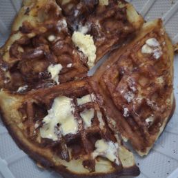 Buttermilk waffle burnt on both sides to rubbery to even eat 13 dollars wasted. Buttermilk waffle burnt on both sides to rubbery to even eat 13 dollars wasted.