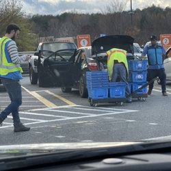 Walmart - Order ahead and have them bring your items to your car.