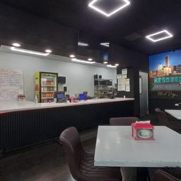 A view of the service counter from the dining area. A view of the service counter from the dining area.