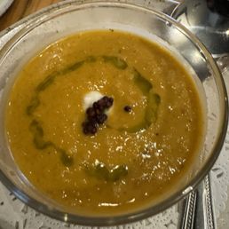 Curry Pink Lentil Soup with Cashew Cream and Pickled Black Mustard Seeds Curry Pink Lentil Soup with Cashew Cream and Pickled Black Mustard Seeds