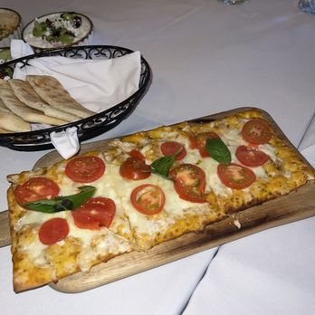 Fig & Lily Garden - Fresh Mozzarella, Basil, & Sun-dried Tomato Flatbread (~$18) - Mediterranean Near Me - Morristown, New Jersey