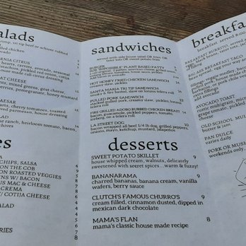 Clutch - Menu (front) - Mexican Near Me - Venice, California
