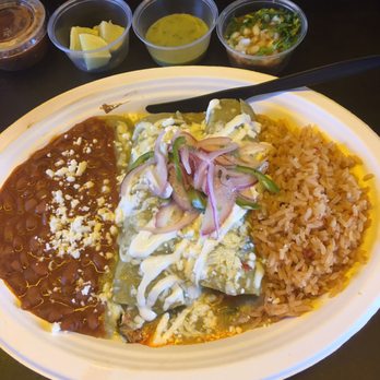 Taco Mesa - Duo D.F. Chicken Enchiladas. Highly recommended! - Mexican Near Me - Costa Mesa, California