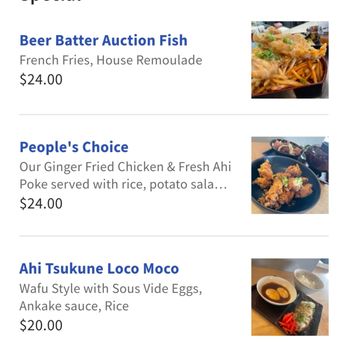 Nami Kaze - some menu items when using the QR code - Japanese Near Me - Honolulu, Hawaii